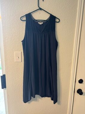 Sleeveless Navy Crochet Yoke Shift Dress by Style & Company